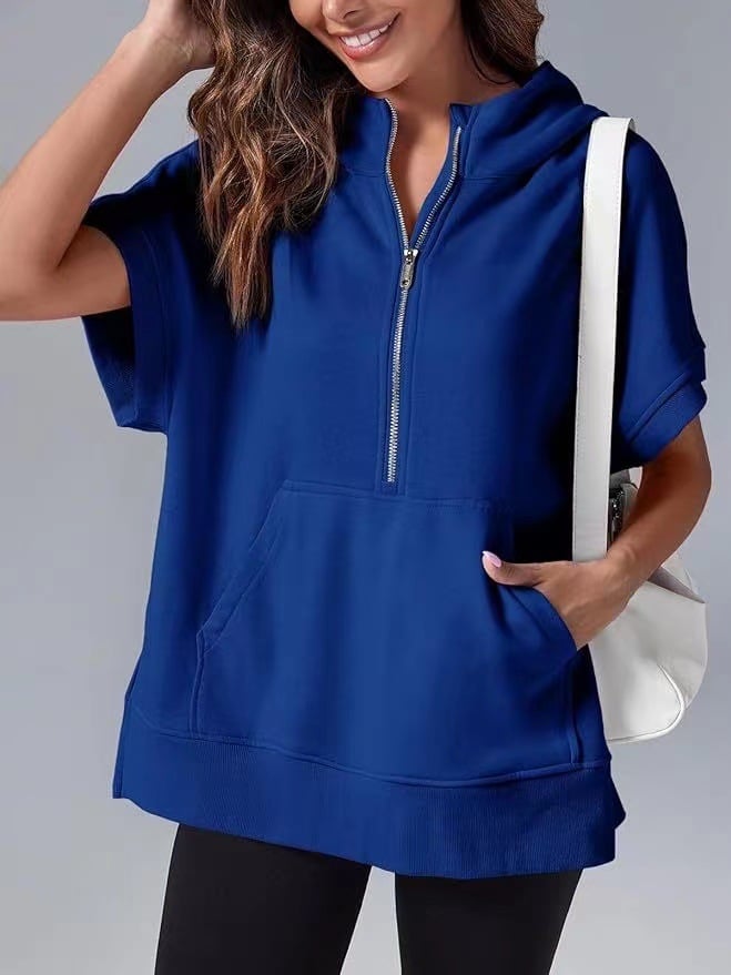 Molly™ Oversized ležérní tričko s polovičním zipem