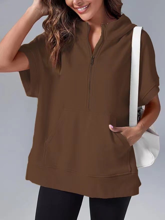 Molly™ Oversized ležérní tričko s polovičním zipem