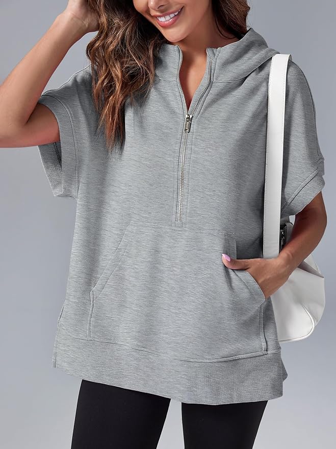 Molly™ Oversized ležérní tričko s polovičním zipem