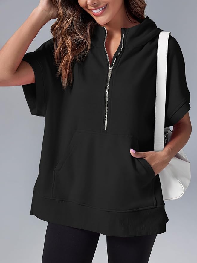 Molly™ Oversized ležérní tričko s polovičním zipem