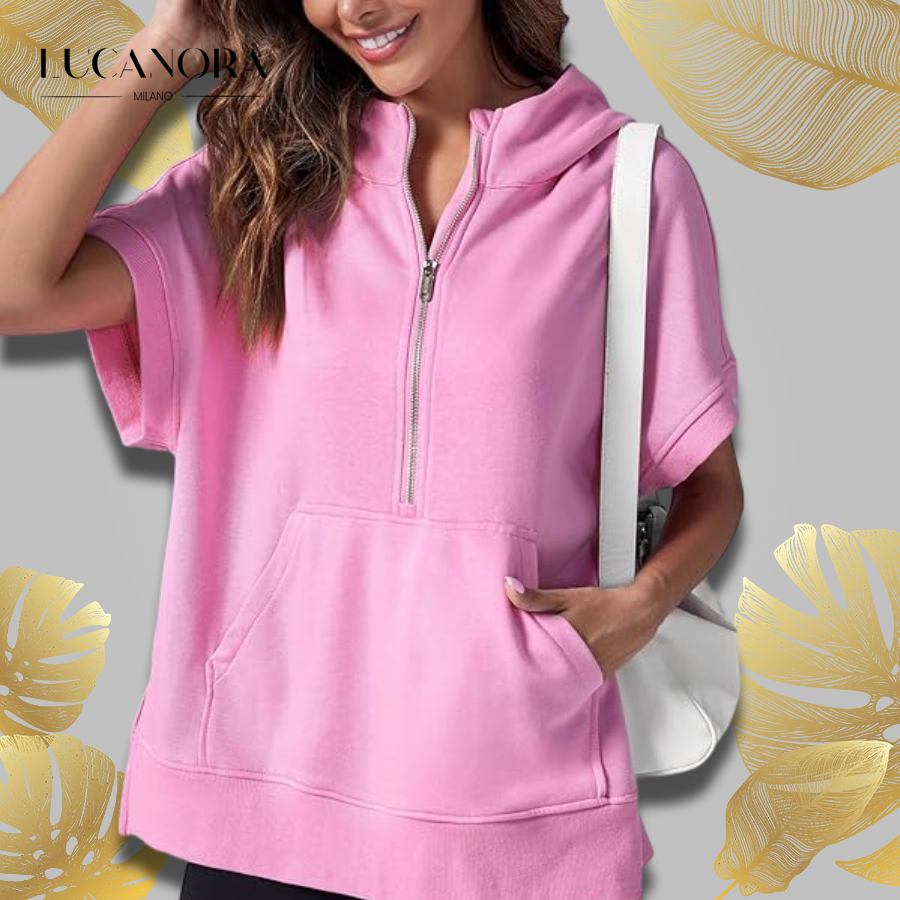 Molly™ Oversized ležérní tričko s polovičním zipem
