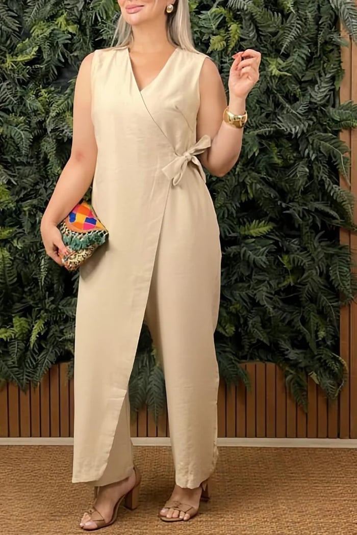 Nadia Schira™ Dámský ležérní overal s výstřihem do V