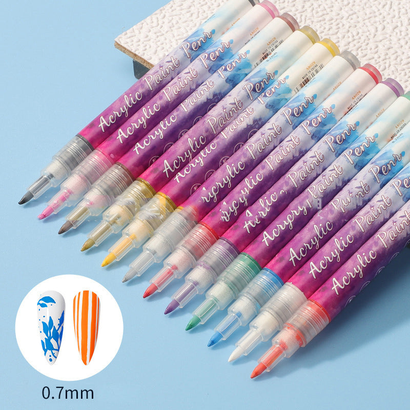 Nail Art™ 12barevné ultra tenké zakřivené pero na nehty