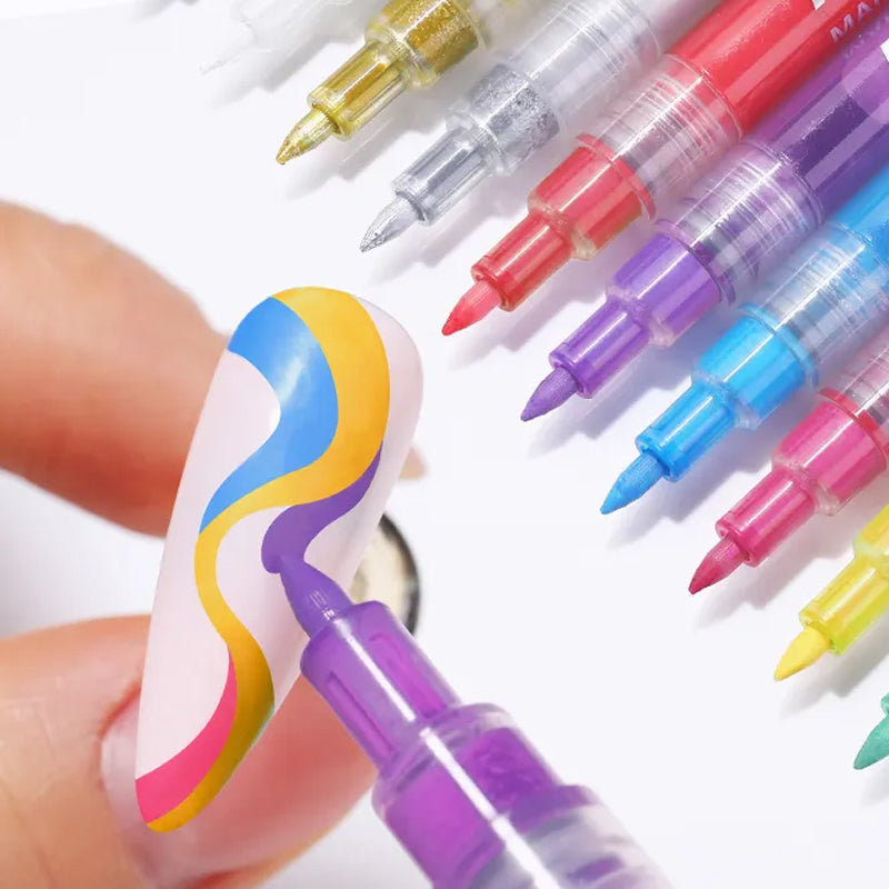 Nail Art™ 12barevné ultra tenké zakřivené pero na nehty