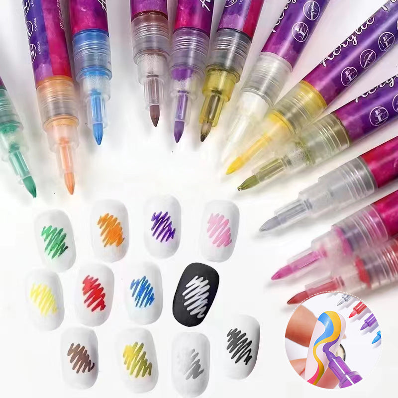 Nail Art™ 12barevné ultra tenké zakřivené pero na nehty