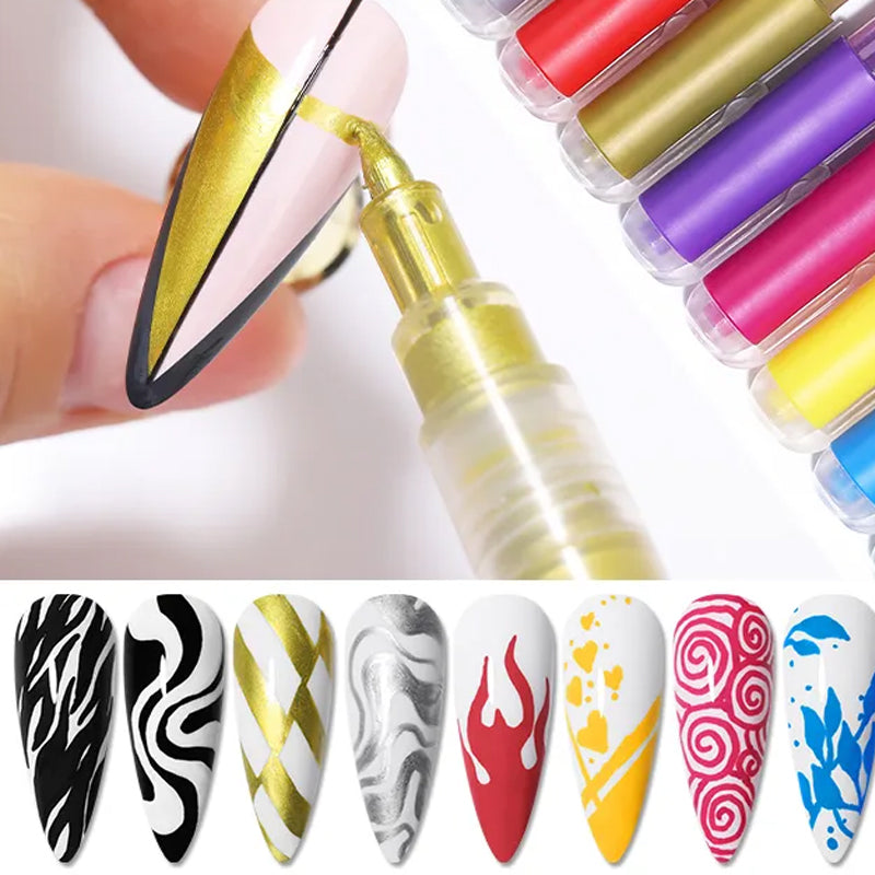 Nail Art™ 12barevné ultra tenké zakřivené pero na nehty