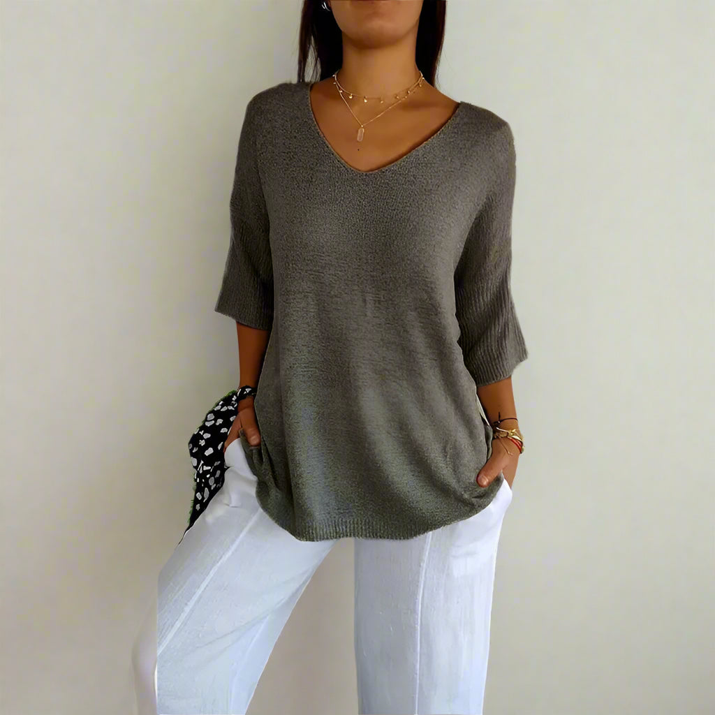 Ninfa™ Ležérní tričko s 3/4 rukávem a výstřihem do V