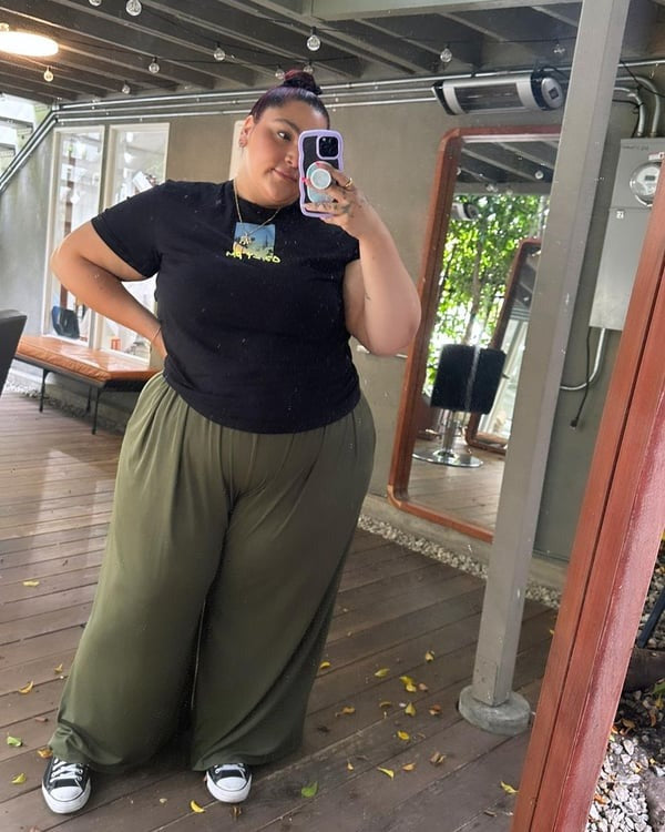 Ornella Bini™ Vysoké elastické kalhoty se širokou nohavicí