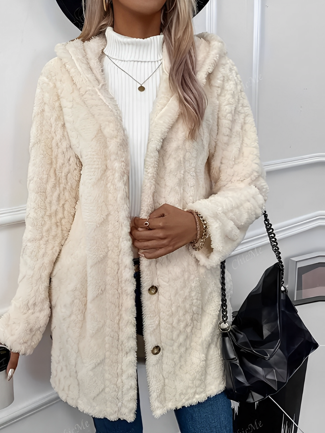 Riccarda Ingrao™ Dámská teplý svetr s kapucí a kožíškem