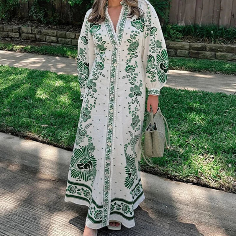 Flora Recine™ Dámské boho šaty s výstřihem do V