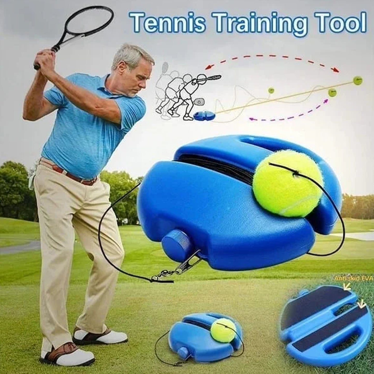 TennisPro™ Sada tenisového tréninkového vybavení s odrazovým míčkem