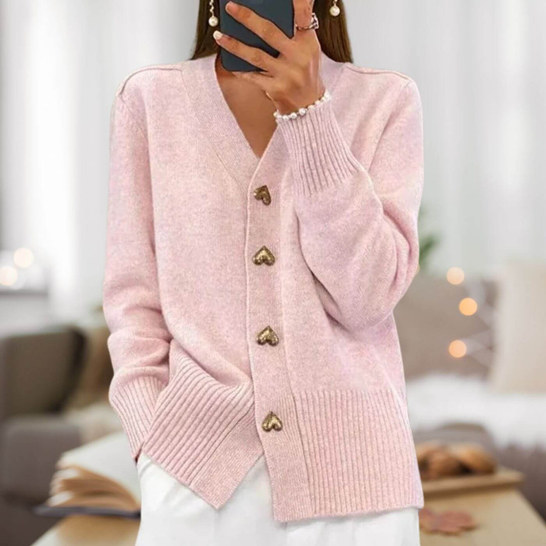 Uliva Pretti™ Elegantní kardigan se srdíčkovými knoflíky