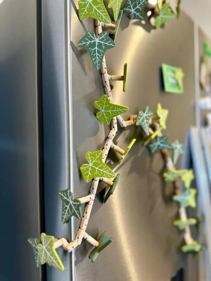 VineMag™ 3D magnety na lednici s břečťanem 6 listů s vinnou révou
