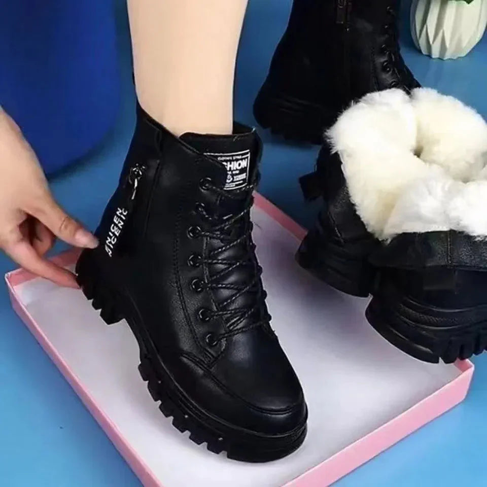 Winter Fashion™️ Teplé zimní kožené boty