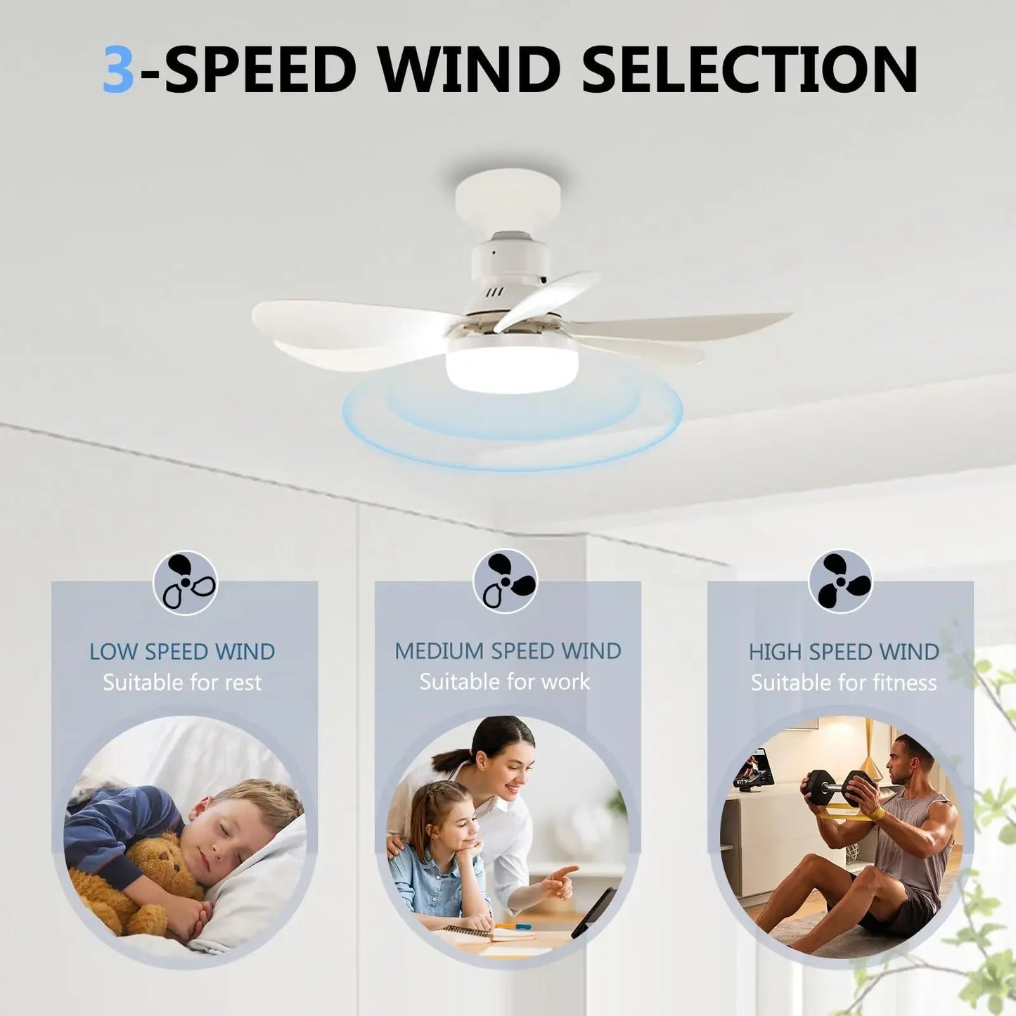 ZephyrAir™ Přenosný stropní ventilátor a světlo 2 v 1