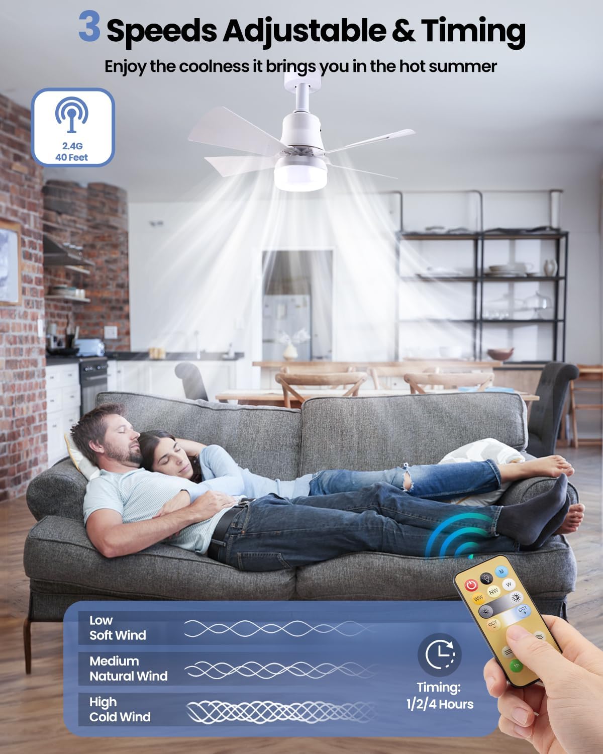 ZephyrAir™ Přenosný stropní ventilátor a světlo 2 v 1