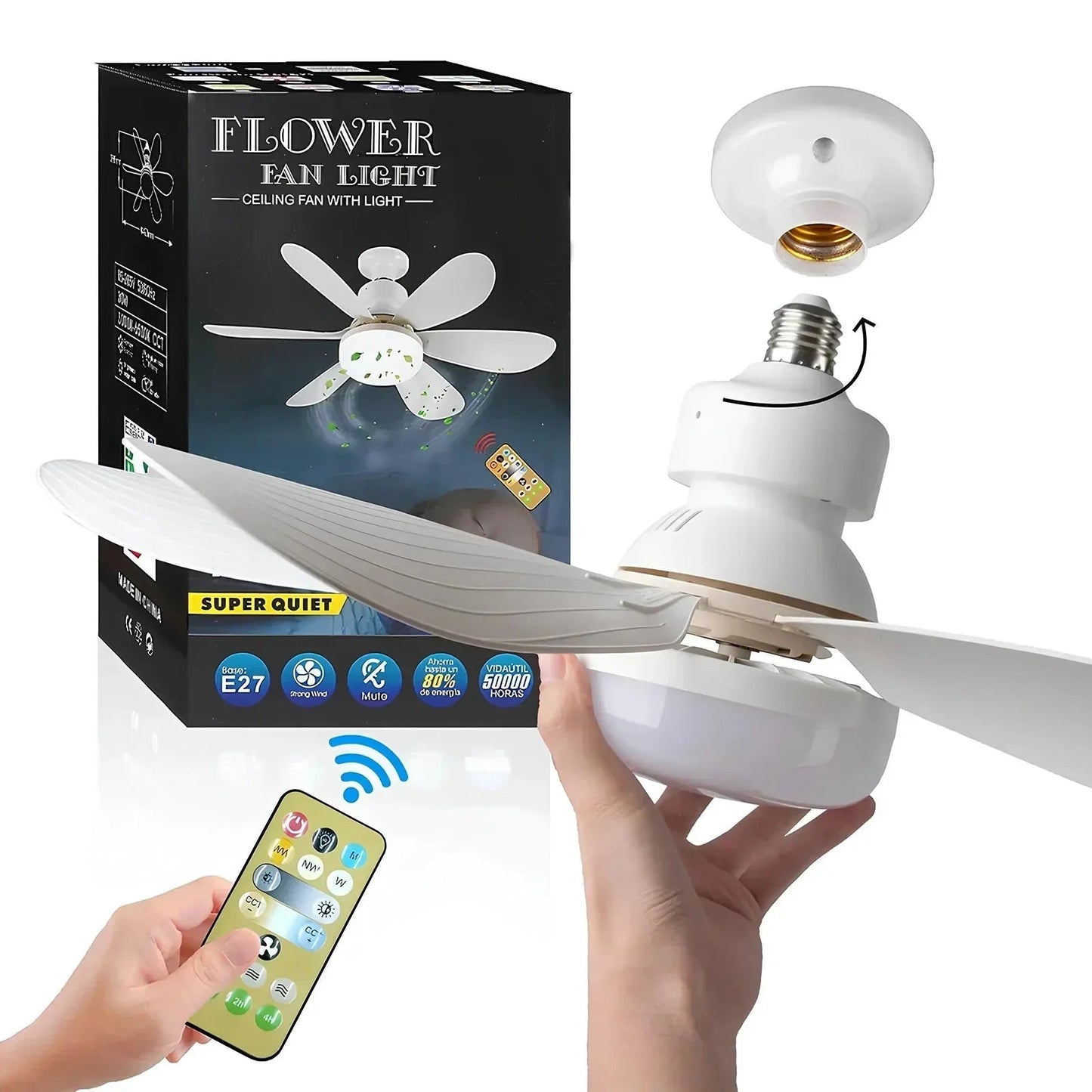 ZephyrAir™ Přenosný stropní ventilátor a světlo 2 v 1