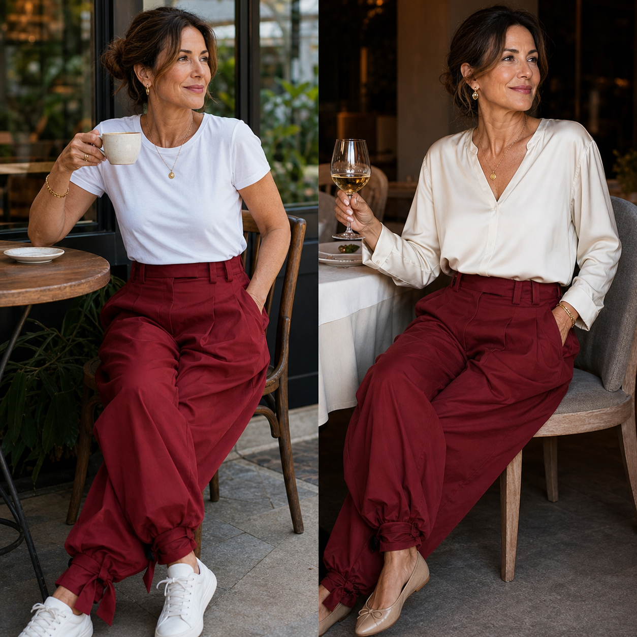 Agata Savorani™ Plisované kalhoty se širokými nohavicemi pro lehkost a eleganci