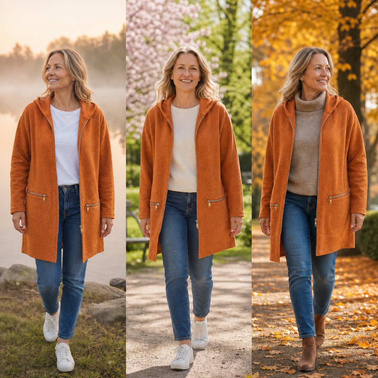 Candida Barchetti™ Zipová mikina s kapucí pro každodenní vrstvení