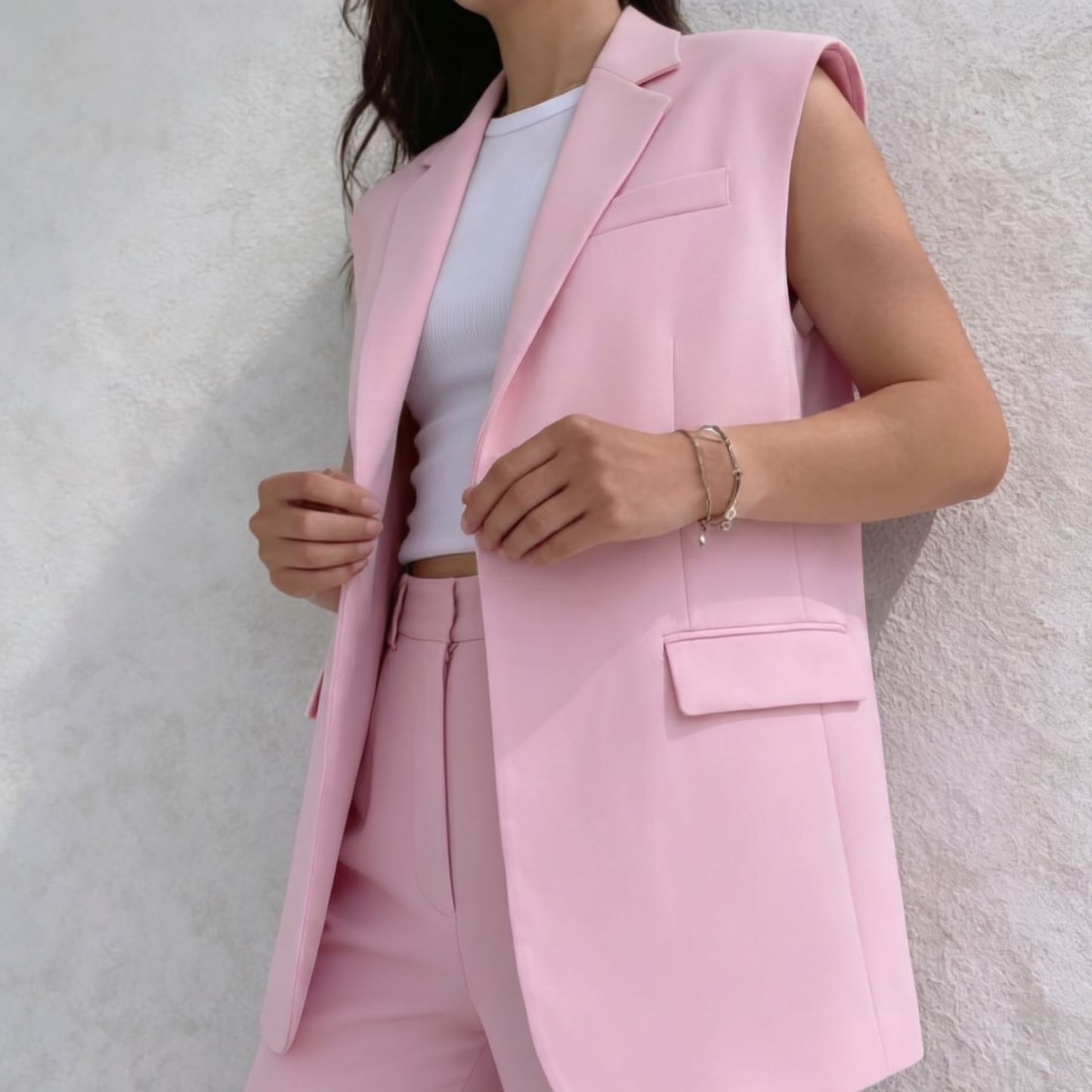 Matilde Neri™ Elegantní bezrukávový kostým sako-kalhoty