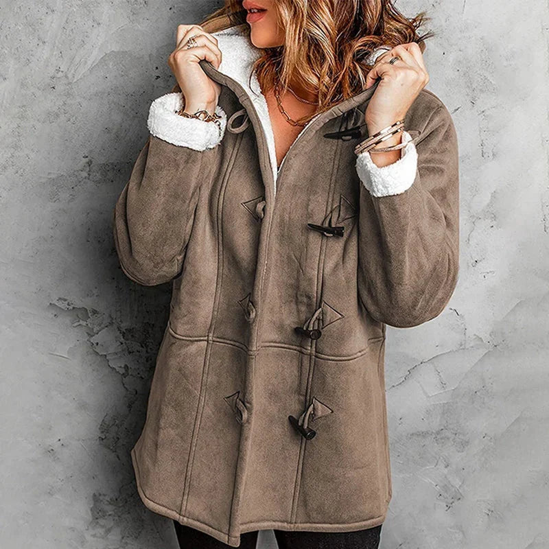 Nadia Anastasi™ Elegantní kabát s kapucí pro chladné počasí