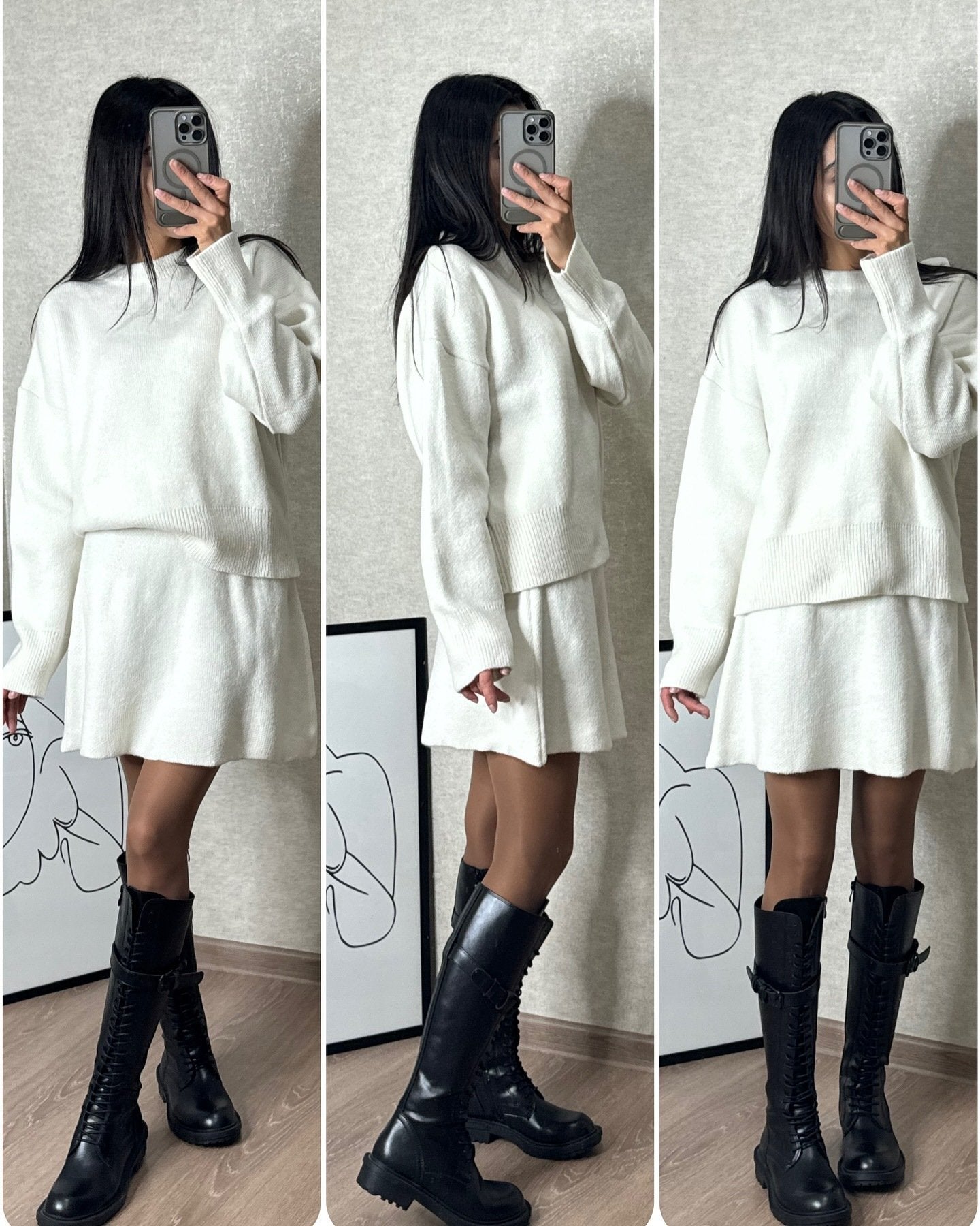 Agnese Sbarra™ Pletený kostýmek (top + sukně)