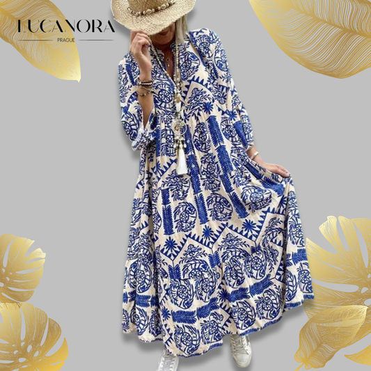 Alice Ruiz™ Boho šaty s výstřihem a potiskem