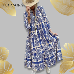Alice Ruiz™ Boho šaty s výstřihem a potiskem