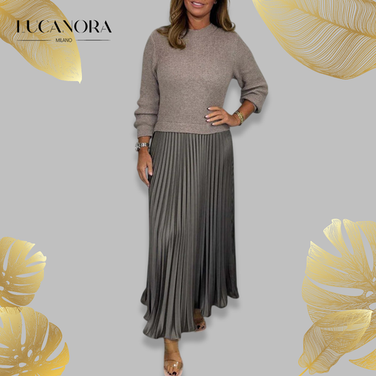 Alida Talerico™ Stylový a elegantní skládaný set s kulatým výstřihem