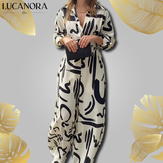 Amanda Bresciani™ Elegantní dlouhý overal s moderním potiskem