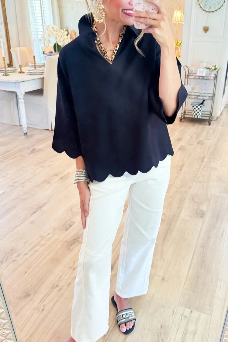 Anita Marotta™ Elegantní top s vlnkovaným lemem