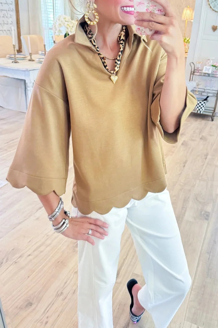 Anita Marotta™ Elegantní top s vlnkovaným lemem