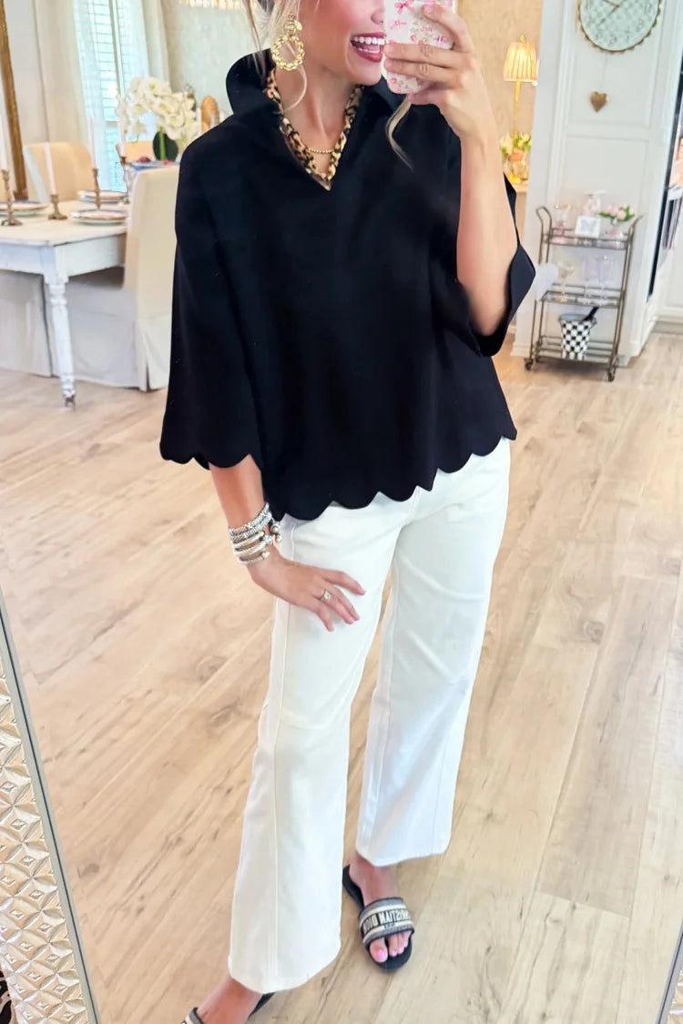 Anita Marotta™ Elegantní top s vlnkovaným lemem