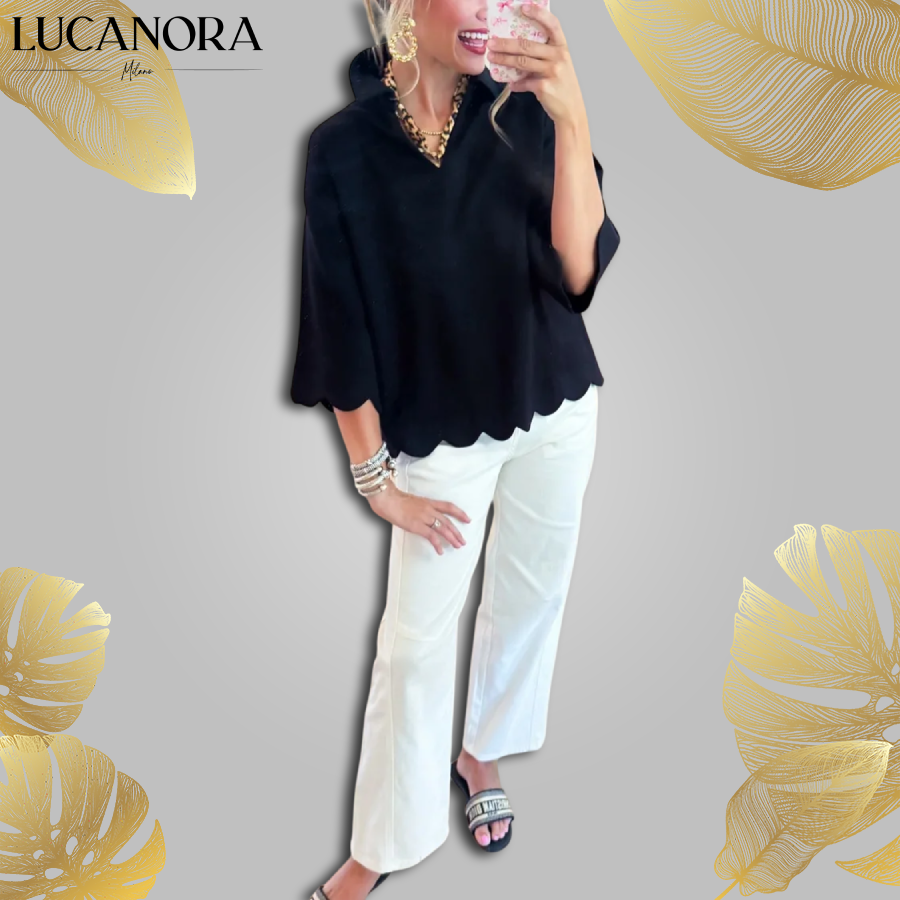 Anita Marotta™ Elegantní top s vlnkovaným lemem