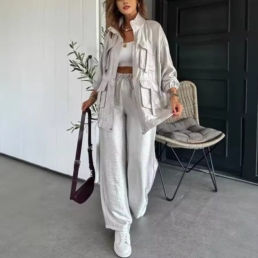 Antonella Scarpa™ Stylový komplet – bunda s kapsami a volné kalhoty