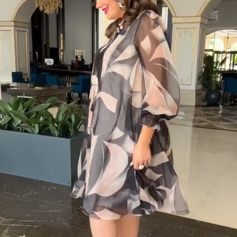 Apollina Caponi™ Elegantní plus size šifonové šaty