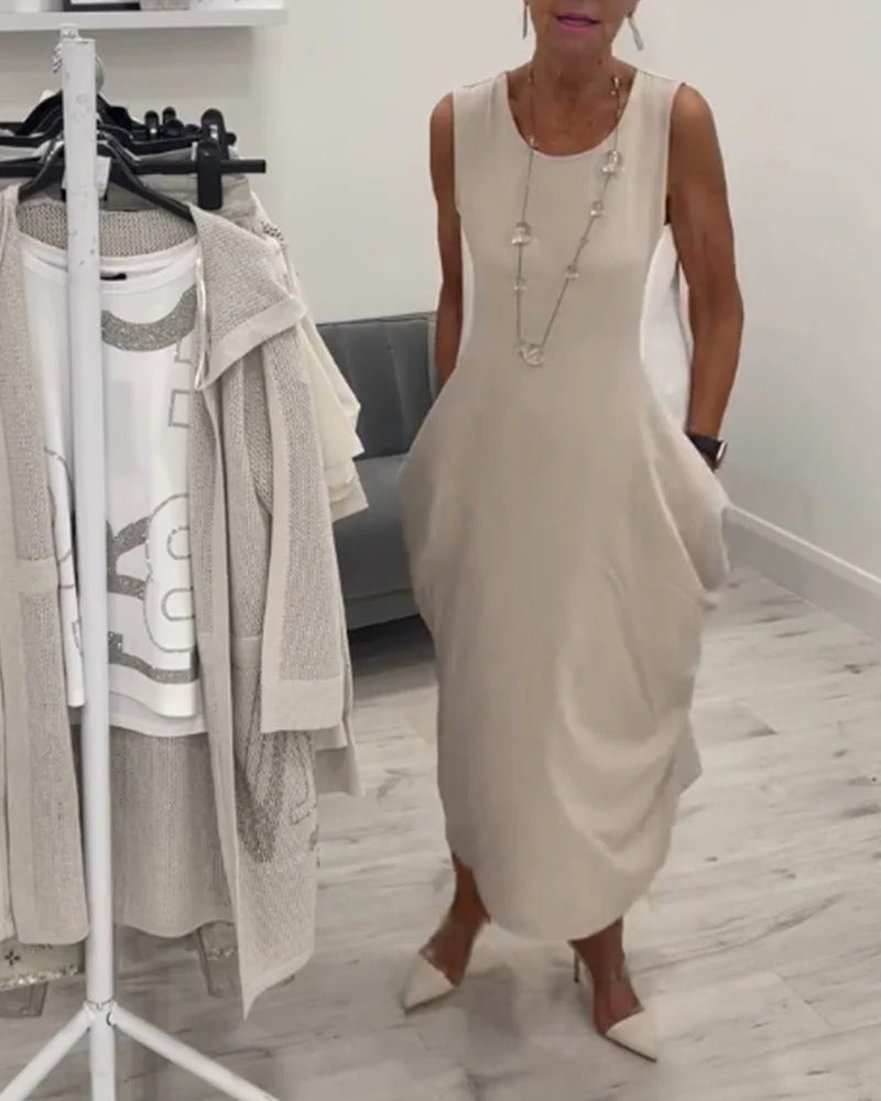 Beata Leuzzi™ Jednoduché šaty bez rukávů s kapsami