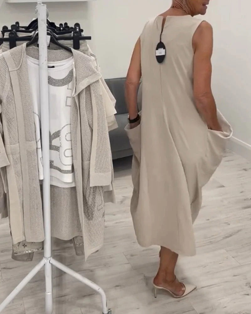 Beata Leuzzi™ Jednoduché šaty bez rukávů s kapsami