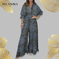 Belina Spinosa™ Volný ležérní overal s leopardím vzorem