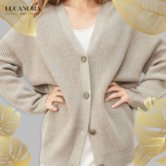 Blanche™ Pohodlný kašmírový svetr s knoflíky