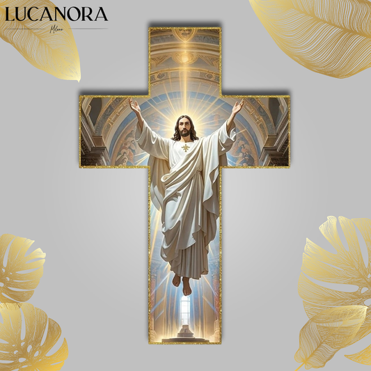 BlessedTimber™ Vintage dřevěný nástěnný kříž s Ježíšem