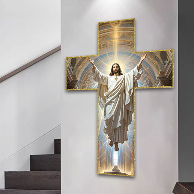 BlessedTimber™ Vintage dřevěný nástěnný kříž s Ježíšem