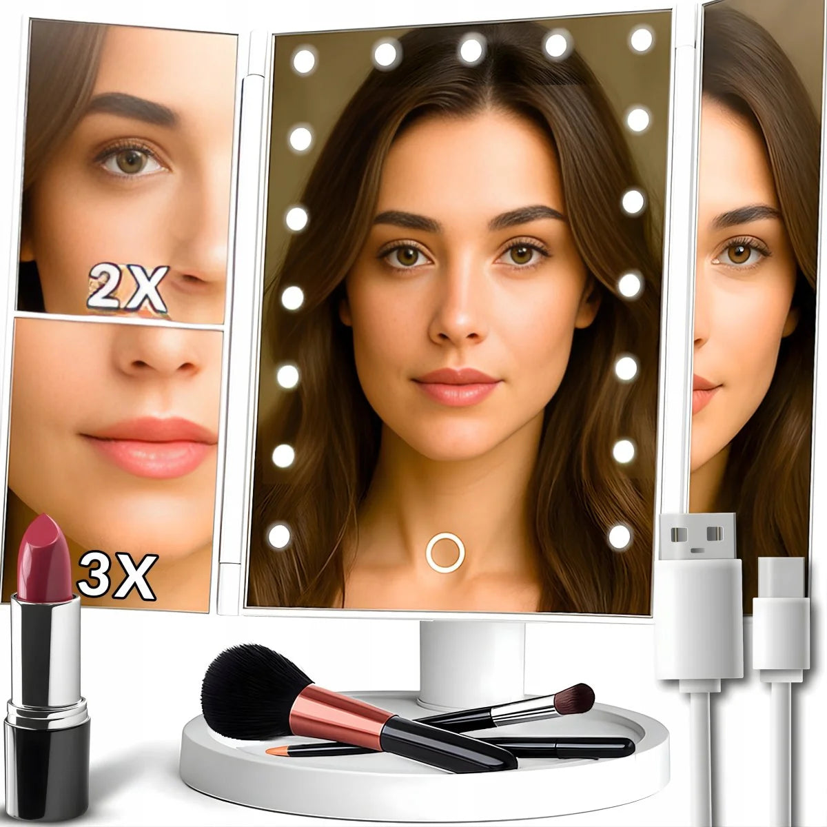 BrightView™ Stolní kosmetické zrcátko s LED osvětlením