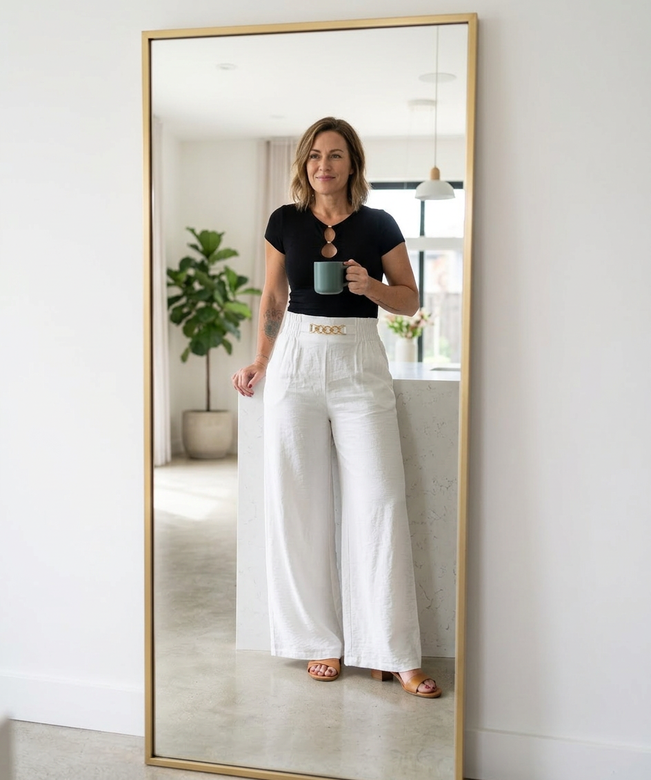 Carmela Catenozzi™ elegantní kalhoty širokých nohavic s řetízkem
