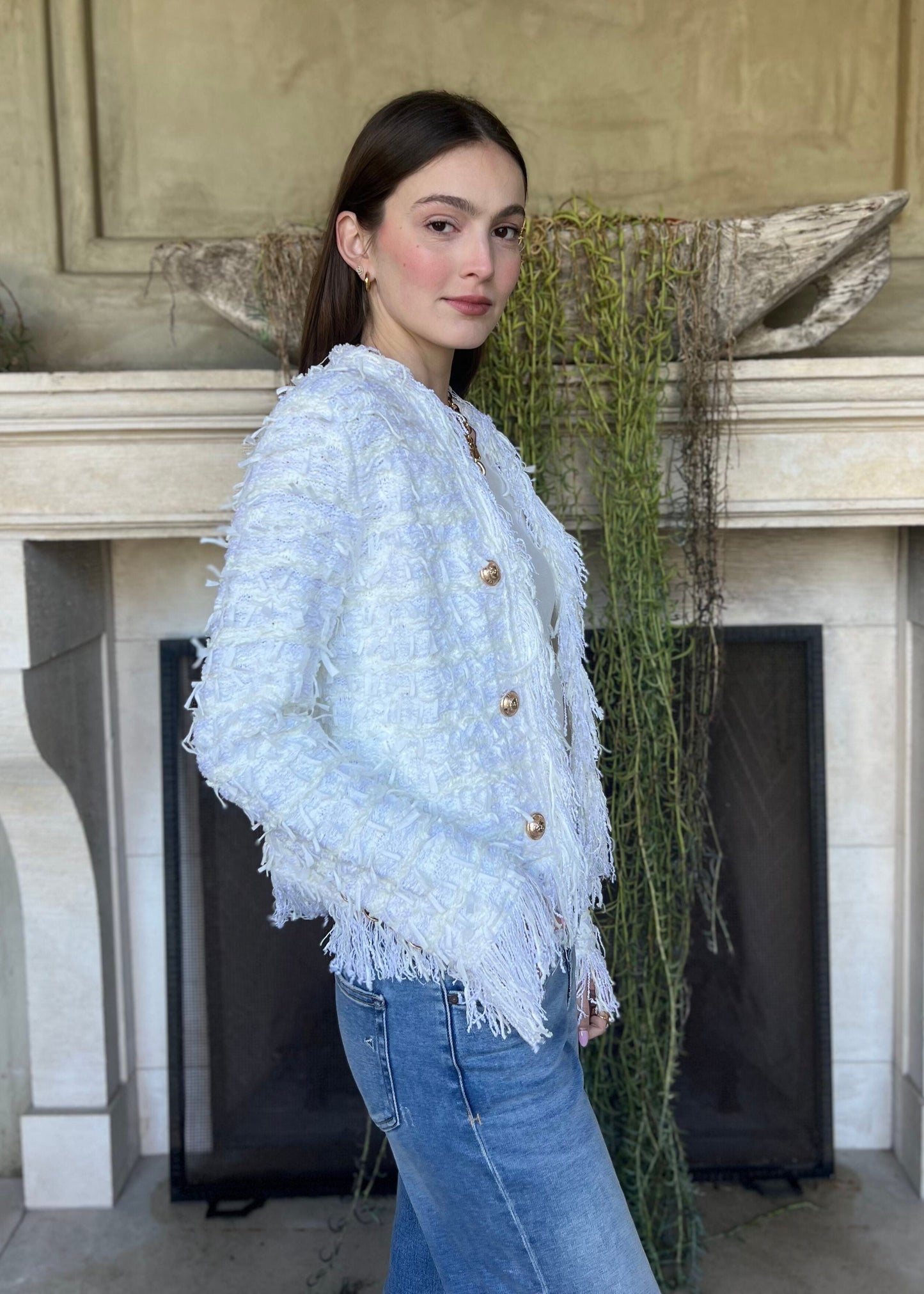 Carmen Farinaomen™ Elegantní krátký kabátek s třásněmi