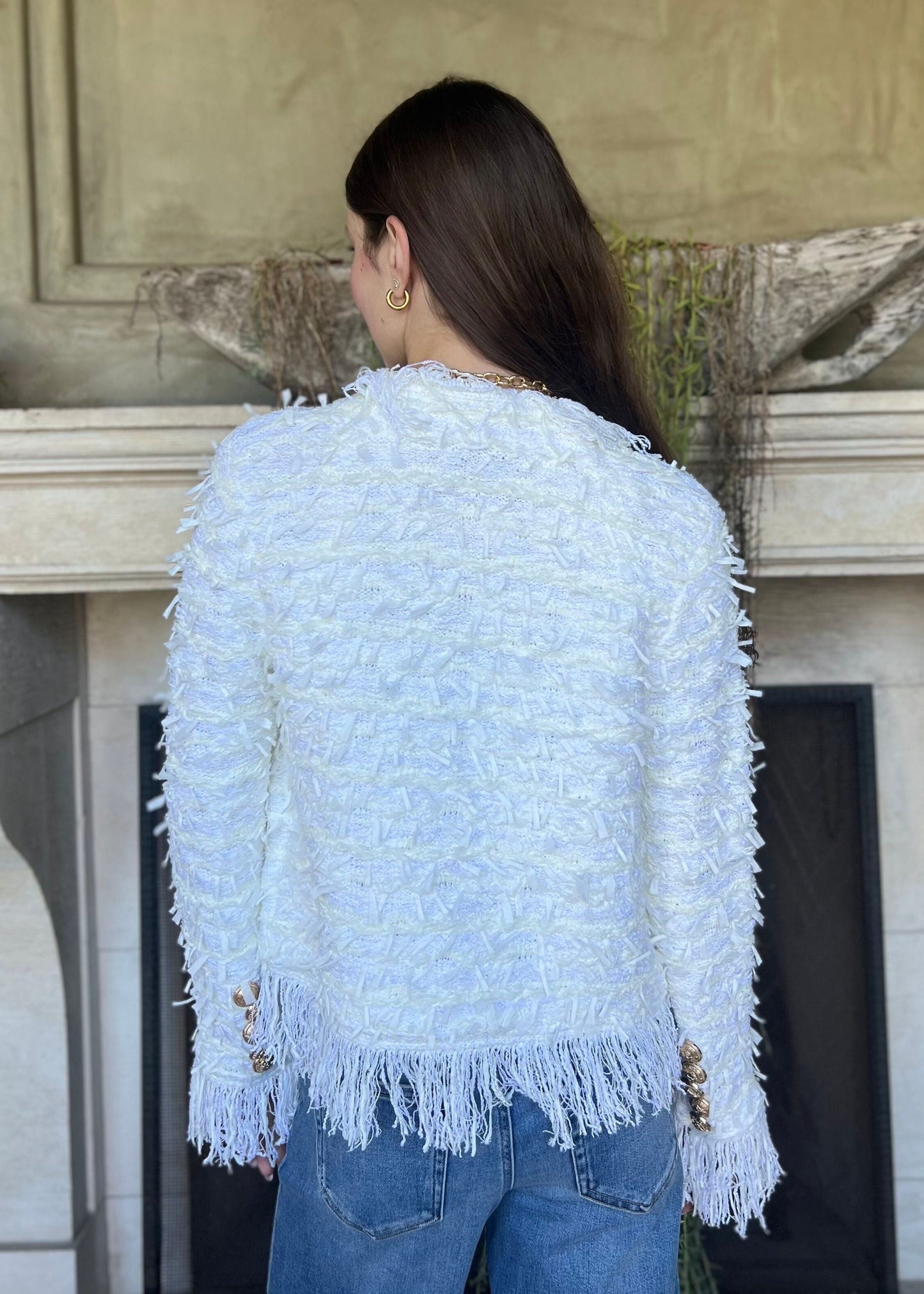 Carmen Farinaomen™ Elegantní krátký kabátek s třásněmi