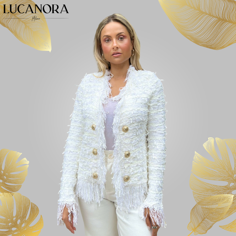 Carmen Farinaomen™ Elegantní krátký kabátek s třásněmi