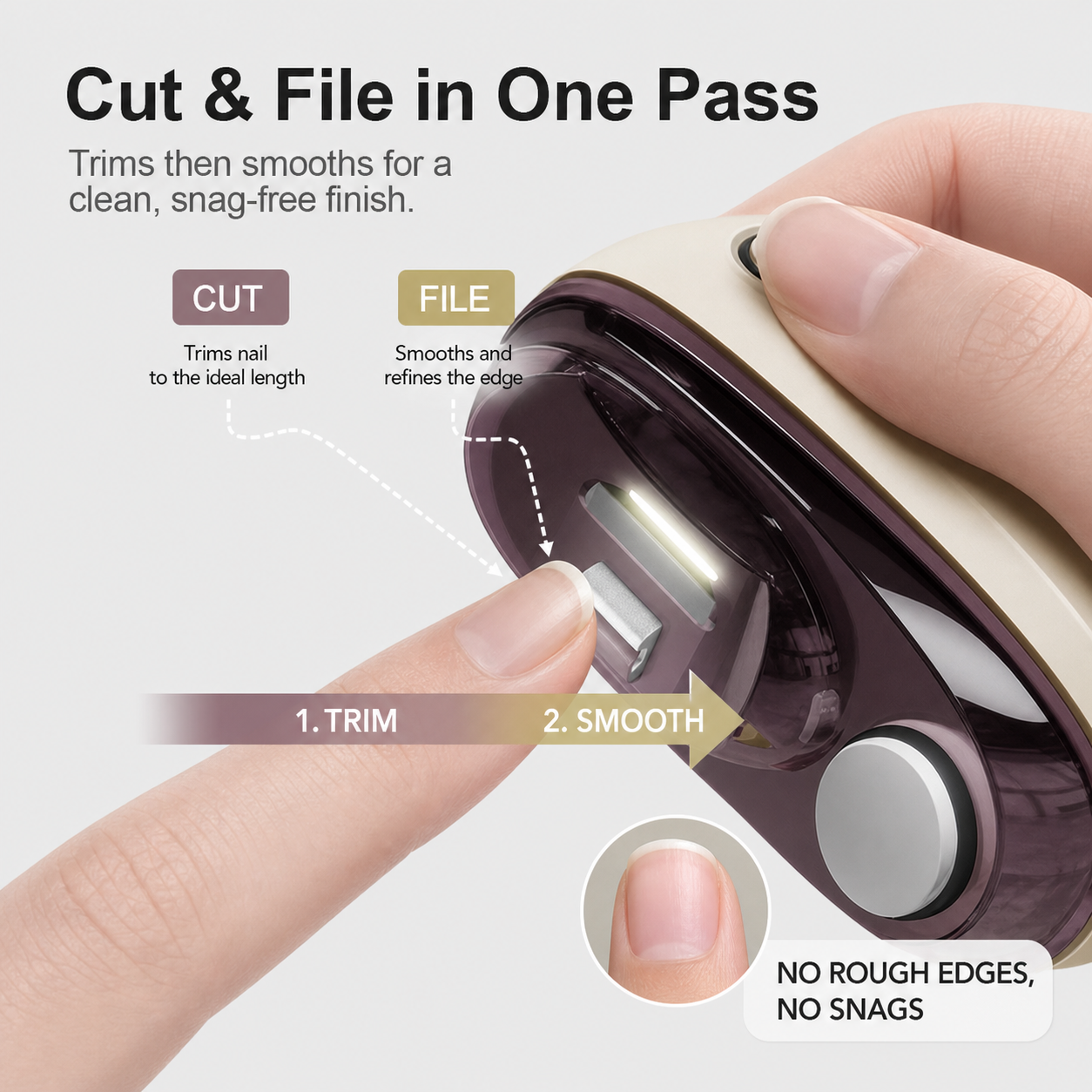 ClipGuard Pro+™ Jemný elektrický zastřihovač a pilník na nehty