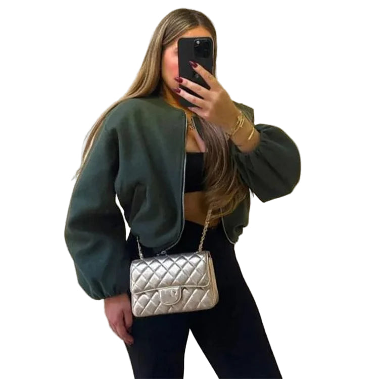 Cloe Ingrao™ Dámská krátká bunda na zip v ležérním stylu