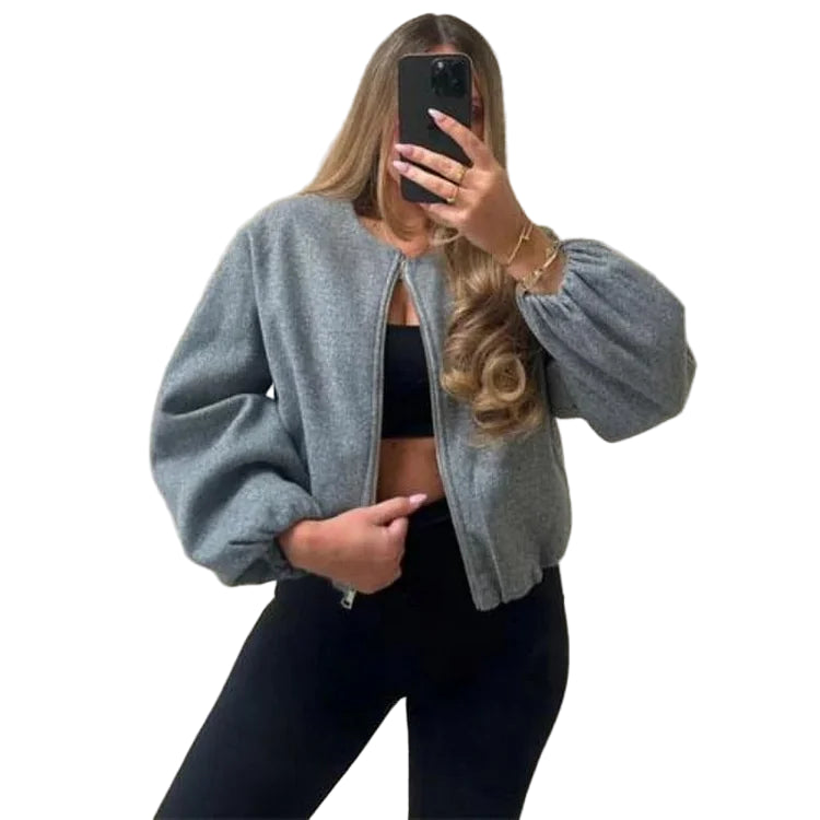 Cloe Ingrao™ Dámská krátká bunda na zip v ležérním stylu